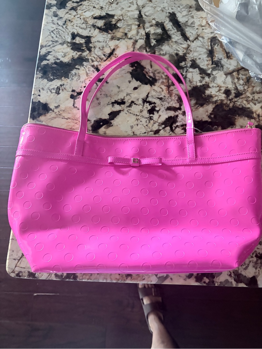 kate spade Hot Pink Embossed Dot Tote